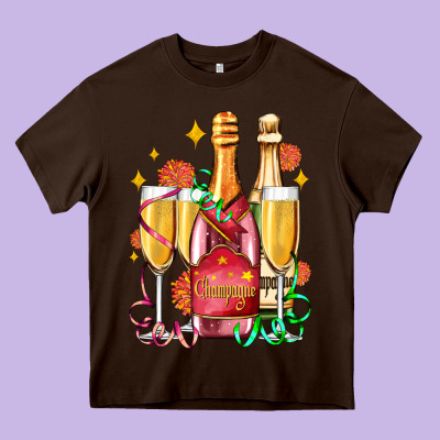 New Year Party Champagne Heavy Core Tee Designed By Adodesignshop