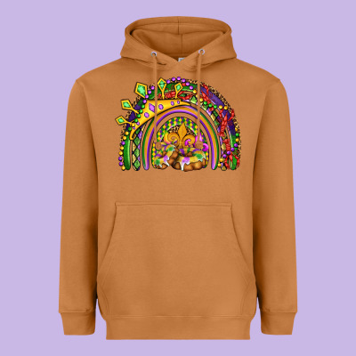 Mardi Gras Rainbow Heavyweight Hoodie Designed By Oliviacreatesart