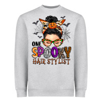 Heather Grey one spooky hair stylist Heavyweight Sweatshirt - BarkalooDesign