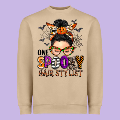 One Spooky Hair Stylist Heavyweight Sweatshirt Designed By Barkaloodesign