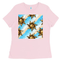 Bubblegum Pink leopard sun seamless pattern Ladies Tee - BundleAndBundleShop