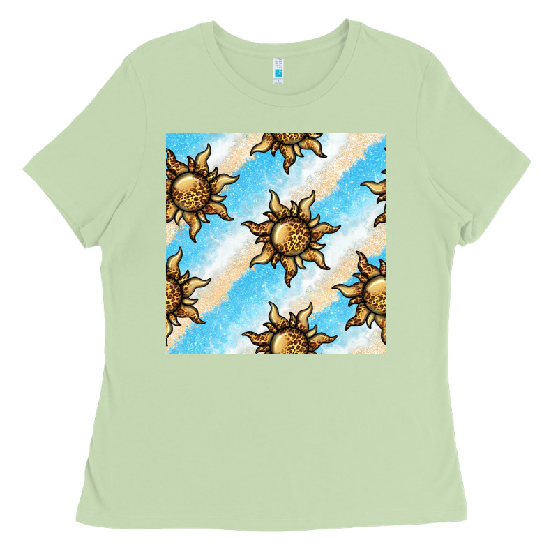 Leopard Sun Seamless Pattern Ladies Tee by BundleAndBundleShop | Teevron