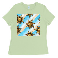 Matcha leopard sun seamless pattern Ladies Tee - BundleAndBundleShop