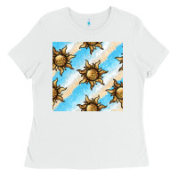 White leopard sun seamless pattern Ladies Tee - BundleAndBundleShop