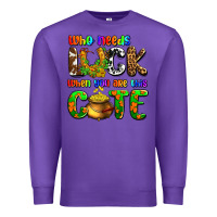 Purple Who needs luck when you are this cute Premium Sweatshirt - OliviaCreatesArt