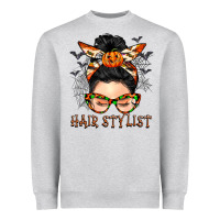 Heather Grey Hair stylist messy bun Heavyweight Sweatshirt - BarkalooDesign