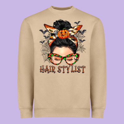 Hair Stylist Messy Bun Heavyweight Sweatshirt Designed By Barkaloodesign