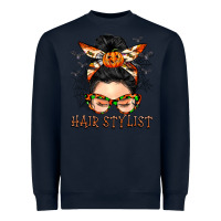 Navy Hair stylist messy bun Heavyweight Sweatshirt - BarkalooDesign