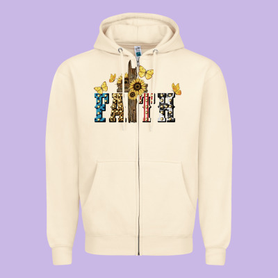 Faith Usa Sunflower 4th Of July Zipper Hoodie Designed By Howdyjamesfarm