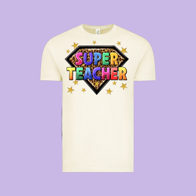 Super Teacher With Leopard Vintage Tee Designed By Nancycooperartshop