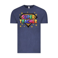 Vintage Denim super teacher with leopard Vintage Tee - NancyCooperArtShop