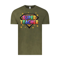 Vintage Olive super teacher with leopard Vintage Tee - NancyCooperArtShop