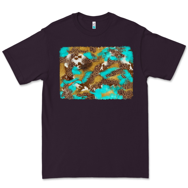 Western Turquoise Leopard And Cowhide Background Premium Tee by Artiststas | Teevron