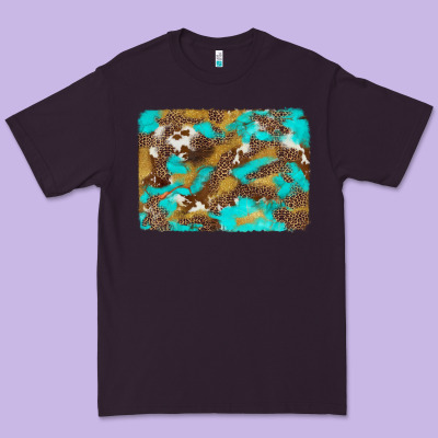Western Turquoise Leopard And Cowhide Background Premium Tee Designed By Artiststas