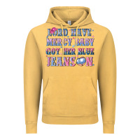 Vintage Mustard lord have mercy baby got her blue jeans on Vintage Hoodie - NancyCooperArtShop