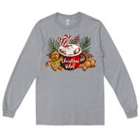 Heather Grey christmas vibes hot cocoa Long Sleeve Tee - LillyAllenDesigns