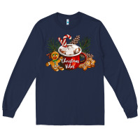 Navy christmas vibes hot cocoa Long Sleeve Tee - LillyAllenDesigns
