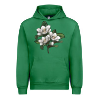 Emerald Magnolia Flower Illustration Urban Hoodie - LillyAllenDesigns