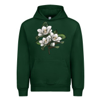 Forest Green Magnolia Flower Illustration Urban Hoodie - LillyAllenDesigns