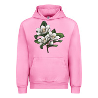 Fuchsia Pink Magnolia Flower Illustration Urban Hoodie - LillyAllenDesigns