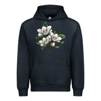 Navy Magnolia Flower Illustration Urban Hoodie - LillyAllenDesigns