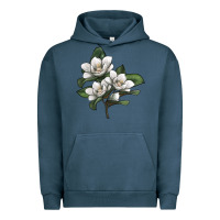 Pigment Midnight Navy Magnolia Flower Illustration Urban Hoodie - LillyAllenDesigns