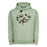Pigment Oil Green Magnolia Flower Illustration Urban Hoodie - LillyAllenDesigns