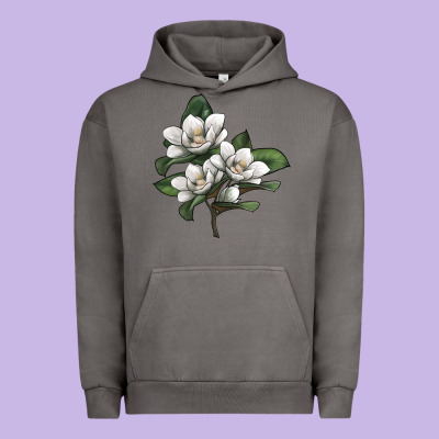 Magnolia Flower Illustration Urban Hoodie Designed By Lillyallendesigns