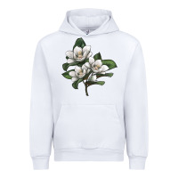 White Magnolia Flower Illustration Urban Hoodie - LillyAllenDesigns