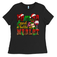 Black ho ho ho and a bottle of merlot Ladies Tee - AdoDesignShop