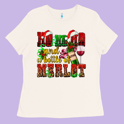 Ho Ho Ho And A Bottle Of Merlot Ladies Tee Designed By Adodesignshop