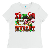 White ho ho ho and a bottle of merlot Ladies Tee - AdoDesignShop