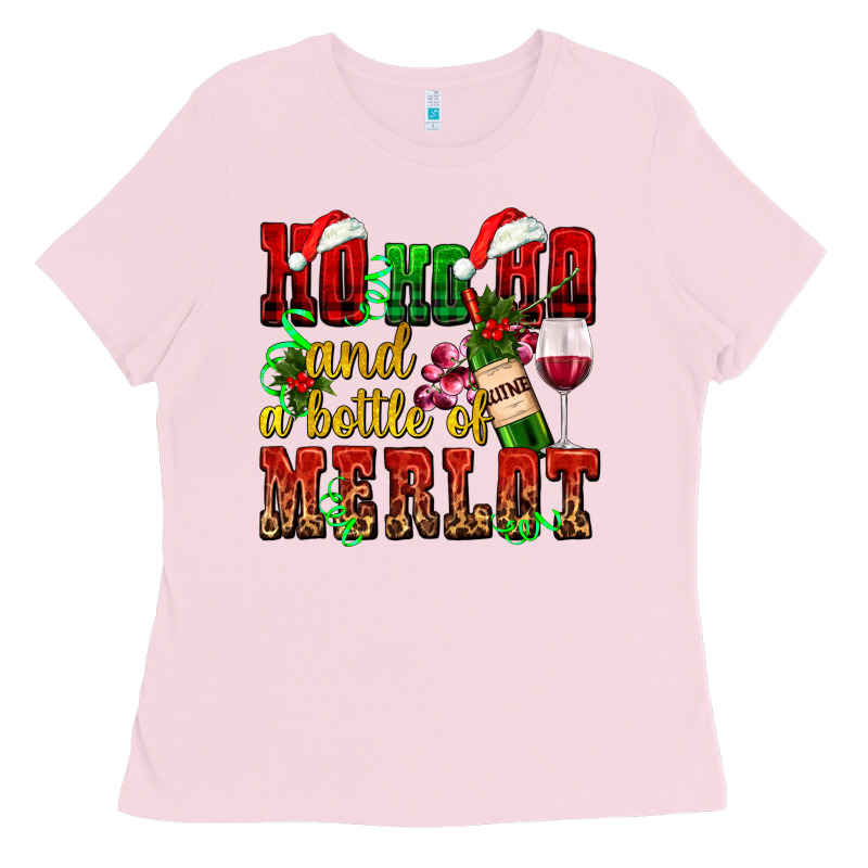 Ho Ho Ho And A Bottle Of Merlot Ladies Tee by AdoDesignShop | Teevron