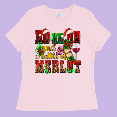 Ho Ho Ho And A Bottle Of Merlot Ladies Tee Designed By Adodesignshop