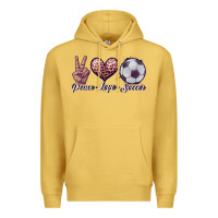 Antique Gold peace love soccer Premium Hoodie - JahusDesignShop