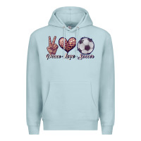 Blue Mist peace love soccer Premium Hoodie - JahusDesignShop