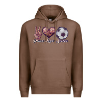 Chestnut peace love soccer Premium Hoodie - JahusDesignShop