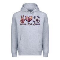 Heather Grey peace love soccer Premium Hoodie - JahusDesignShop
