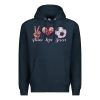 Navy peace love soccer Premium Hoodie - JahusDesignShop