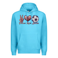Ocean Blue peace love soccer Premium Hoodie - JahusDesignShop