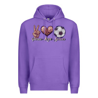 Purple peace love soccer Premium Hoodie - JahusDesignShop