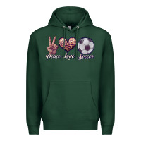 Sports Green peace love soccer Premium Hoodie - JahusDesignShop