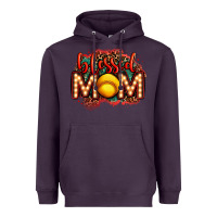 Plum blessed softball mom lightbulb letters Heavyweight Hoodie - OliviaCreatesArt