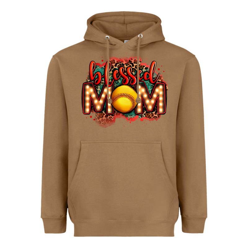 Blessed Softball Mom Lightbulb Letters Heavyweight Hoodie by OliviaCreatesArt | Teevron