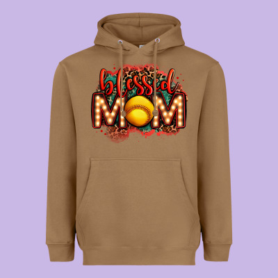 Blessed Softball Mom Lightbulb Letters Heavyweight Hoodie Designed By Oliviacreatesart