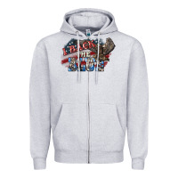 Heather Grey I back to blue Eagle 4th of july Zipper Hoodie - HowdyJamesFarm