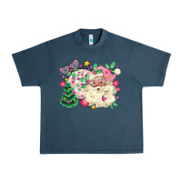 Midnight Navy pink santa and disco ball with christmas tree Urban Heavy Tee - MaliasSmallBusiness