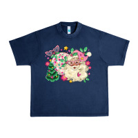 Pink Santa And Disco Ball With Christmas Tree Urban Heavy Tee | Teevron