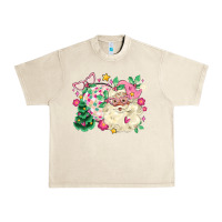 Sandshell pink santa and disco ball with christmas tree Urban Heavy Tee - MaliasSmallBusiness