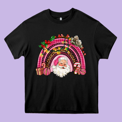 Pink Christmas Rainbow Heavy Core Tee Designed By Adodesignshop